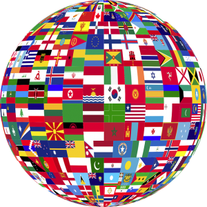 Flags making up a globe